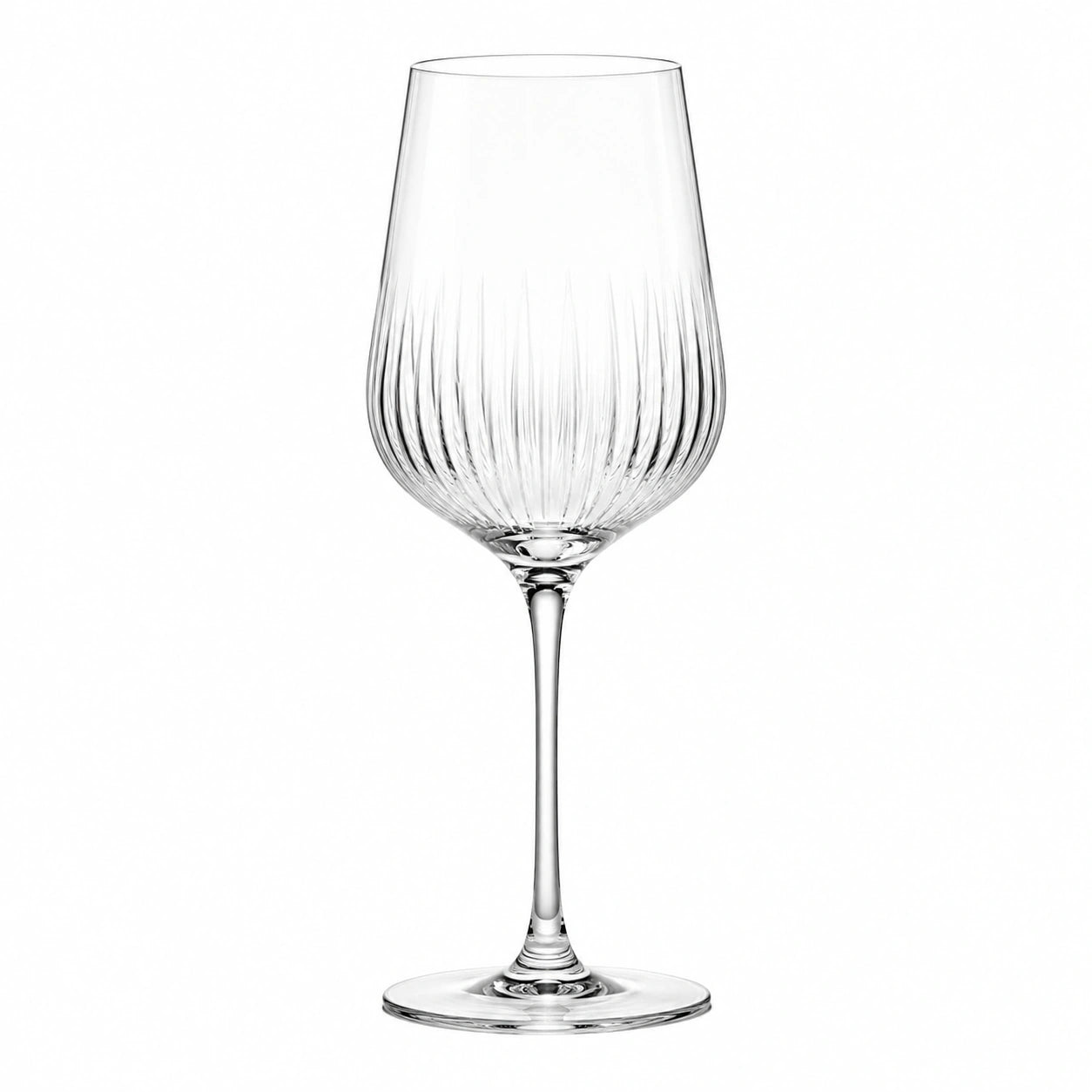 Calice da vino 500 ml in vetro trasparente con stelo - design scanalato