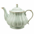 Teiera 1.00 L 25 x 15 x 20 cm in ceramica verde salvia con dettagli dorati stile classico