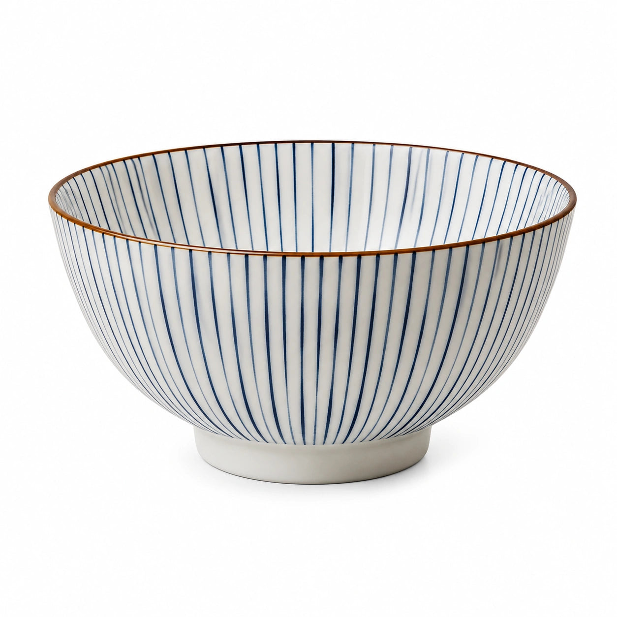 Ciotola in ceramica 20 cm bianca e blu a righe per servire