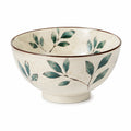 Ciotola in ceramica 18 cm avorio e verde con motivo foglie