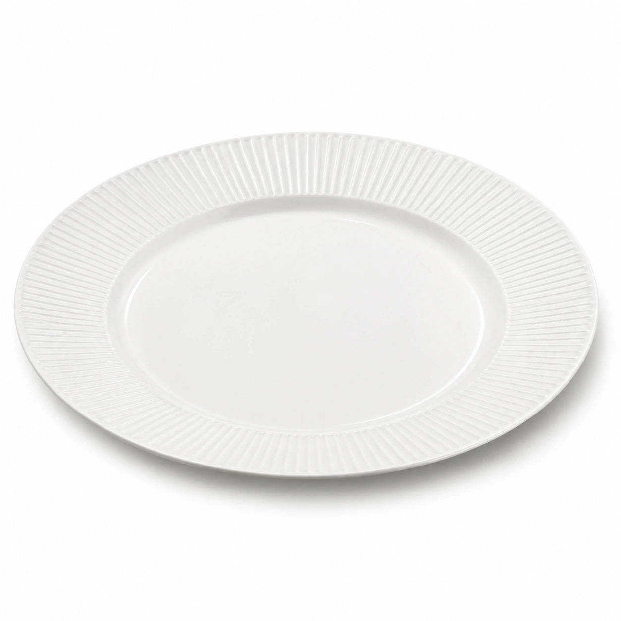 Piatto ovale 35 x 25 cm in ceramica bianca da portata con bordo scanalato