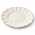 Piatto piano 26 cm in ceramica bianco con bordo marrone - stile ondulato