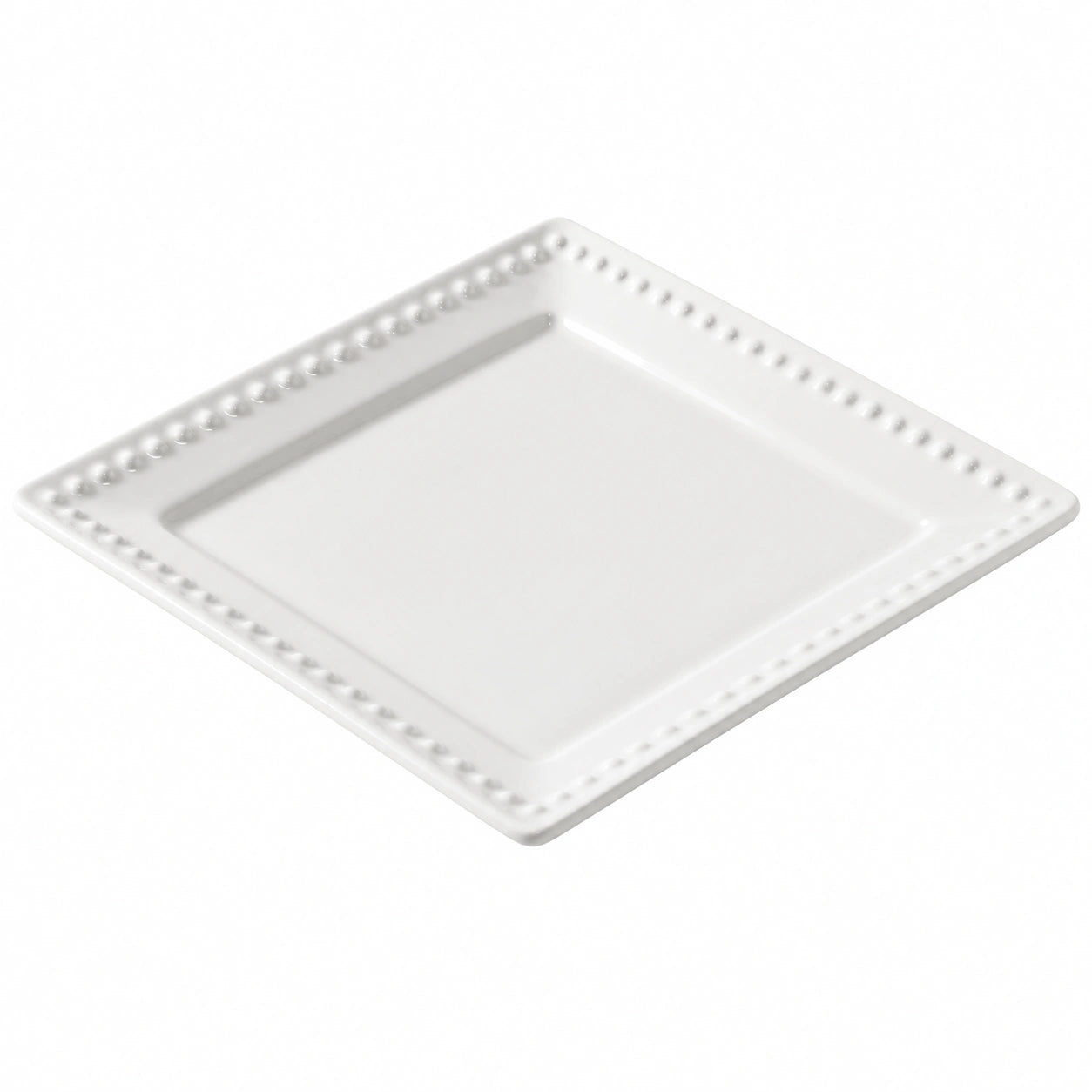 Piatto quadrato 20 x 20 cm in porcellana bianca con bordo perlato per antipasti