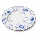 Piatto piano 26 cm in ceramica bianca e blu con motivo floreale - stile classico
