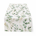 Runner da tavola 180 x 33 cm in poliestere bianco e verde con motivo botanico