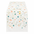Runner da tavola 40 x 180 cm in poliestere bianco con stampa floreale stile botanico