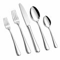 Set di posate 5 pezzi in acciaio inox argento lucido per tavola