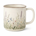 Tazza in ceramica 350 ml beige con fiori - manico per bevande calde