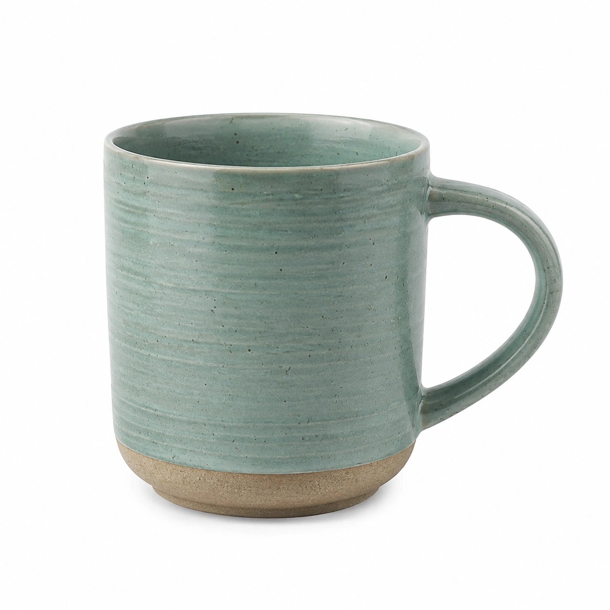 Tazza in ceramica 400 ml verde salvia con manico stile rustico
