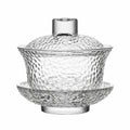 Tazza da tè con coperchio in vetro trasparente 180 ml - set a tre pezzi con superficie martellata