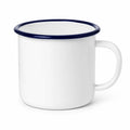 Tazza 350 ml in ceramica bianca con bordo blu - stile classico