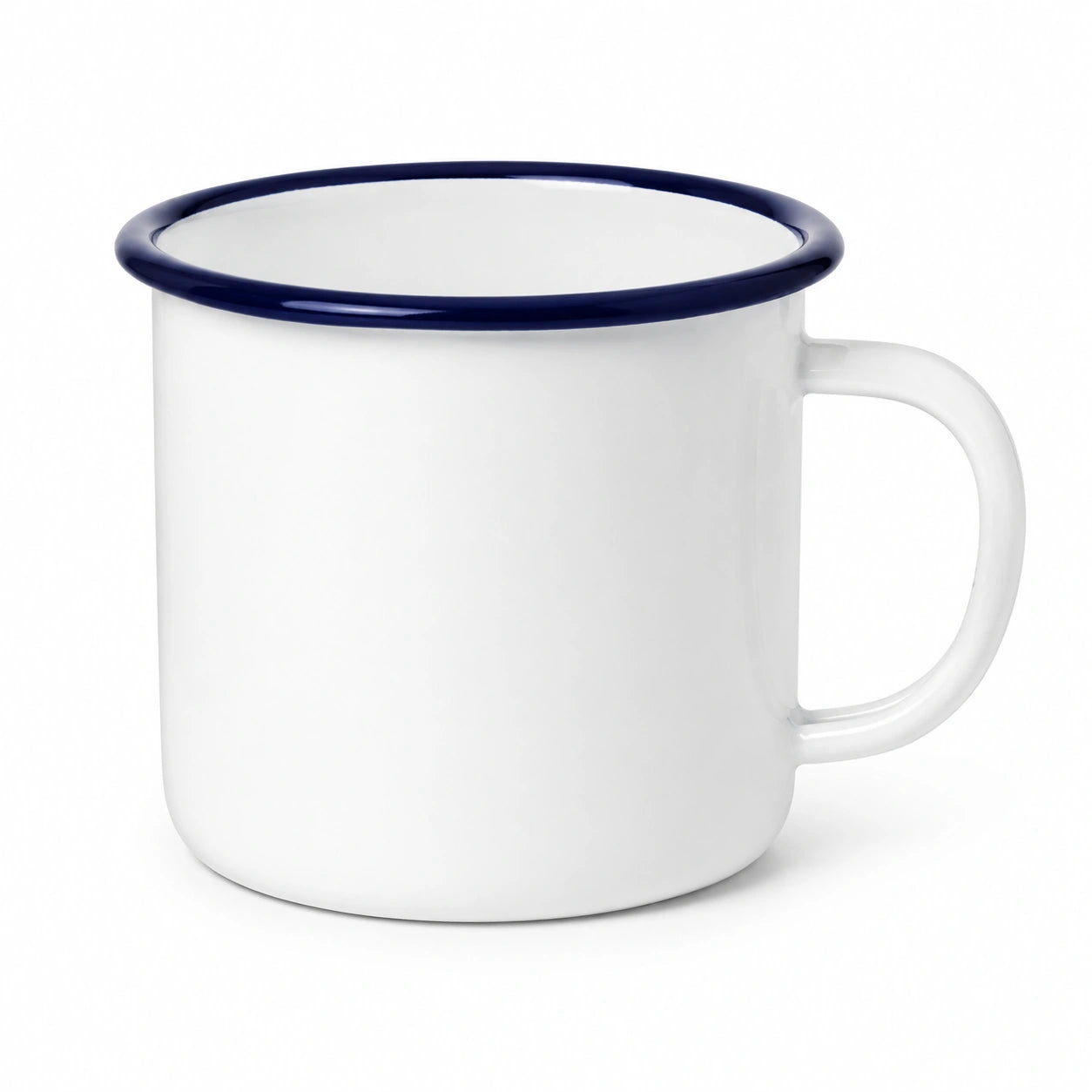 Tazza 350 ml in ceramica bianca con bordo blu - stile classico
